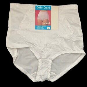 Vintage Girdle Brief Panties Large White Full Coverage Cupid Cotton Crotch